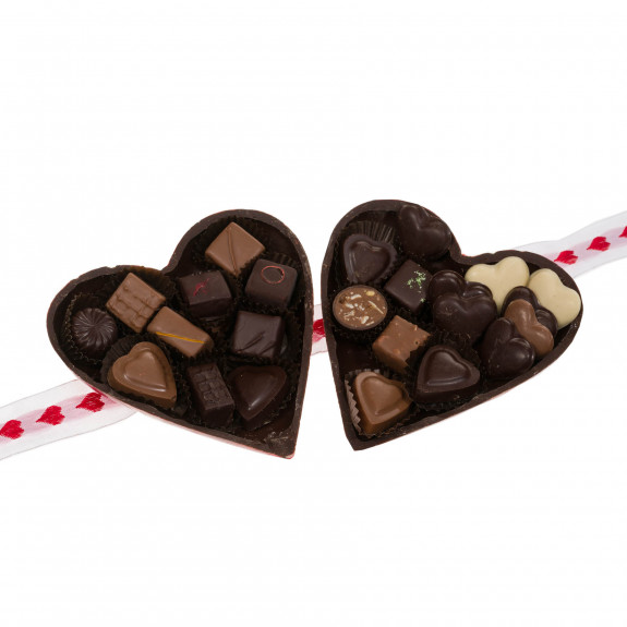 Coffret forme Coeur plat tout Chocolat Personnalisé pour la Fête